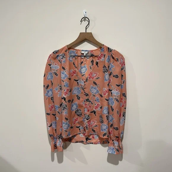 • Joie • Women’s BOLONA blouse peach floral button down XS - Picture 2 of 5